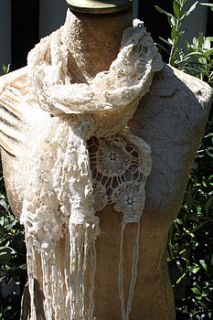 cream lace scarf by bella bazaar