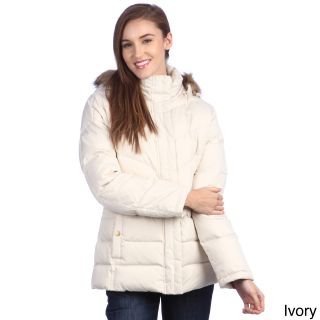 Larry Levine Larry Levine Womens Water Resistant Down filled Jacket Ivory Size M (8  10)