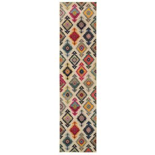 Vibrant Bohemian Ivory And Multicolored Area Rug (27 X 10)