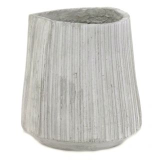 8 inch Striated Cement Decorative Vase