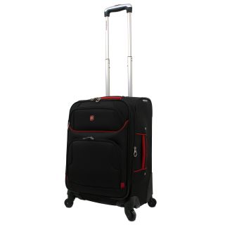 Swissgear Black/red 20 inch Expandable Lightweight Spinner Upright Suitcase