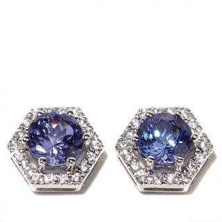 Victoria Wieck 1.85ct Tanzanite and White Zircon 14K Stud Earrings