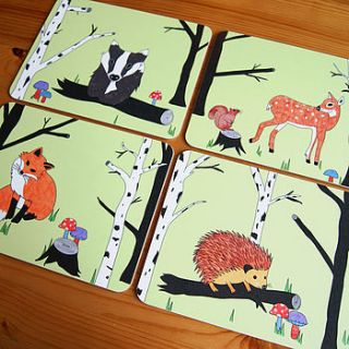 woodland animals placemat or set by superfumi
