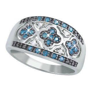 Blue Diamond Flower Ring Jewelry