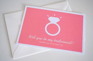'will you be my bridesmaid' card pink by paper dates