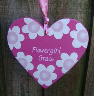 personalised 'bridesmaid or flowergirl' heart by giddy weddings