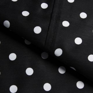 Home City Inc. Wrinkle Resistant Polka Dot Sheet Set Black Size Full
