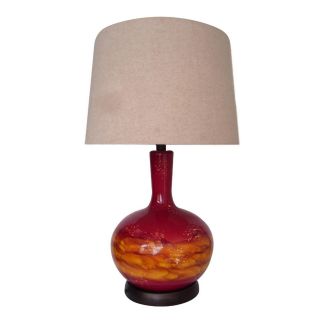 Integrity 26 inch Red And Orange Blown Glass Table Lamp With Night Light
