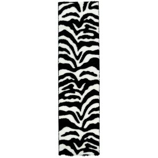 Crystal Glitter Soft Shag Zebra Print Area Rug (27 X 10)