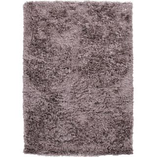 Handwoven Shags Solid pattern Gray/ Black Textured Rug (2 X 3)