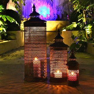 set of three angkor lanterns by london garden trading