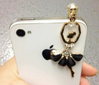 Ballet Dancer with Black Dress Iphone 5 4s 4 Galaxy S Cell Phones and s Universal 3.5mm Headphone Anti Dust Plug Dangle Charm Cell Phones & Accessories