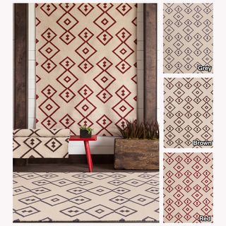 Mandara Mandara Indoor Handmade Geometric Pattern Flat Weave Rug (7 X 10) Red Size 7 x 10