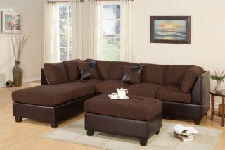 Shop Montpellier 3 piece Sectional Sofa Set in Microfiber/Faux Leather with Free Ottoman and Pillows (Chocolate) at the  Furniture Store. Find the latest styles with the lowest prices from