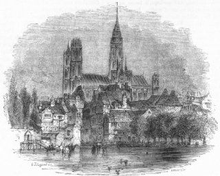 FRANCE Rouen, antique print, 1845  