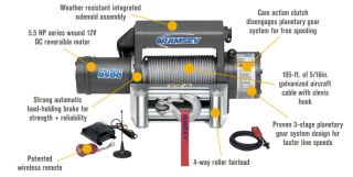 Ramsey Patriot 12 Volt Truck Winch With Wireless Remote— 9500-Lb. Capacity  8,000   11,900 Lb. Capacity Winches