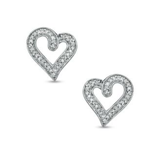 CT. T.W. Diamond Heart Earrings in Sterling Silver   Zales