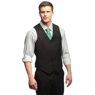 Dockers Menss Black Striped 5 button Suit Separates Vest