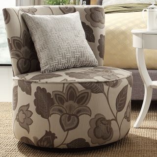 Inspire Q Damen Grey Floral Poppy Round Swivel Chair