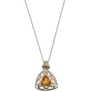FJC 14k Yellow Gold Trillion cut Citrine Trellis Necklace Gemstone Necklaces
