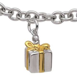 Tween Diamond Accent Gift Box Charm Bracelet in Sterling Silver and