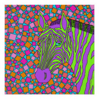 x Tropical Zebra Colorful 24" x 24" Poster Print
