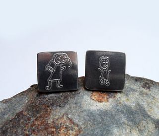 personalised cufflinks with child's drawing by sonja bessant jewellery