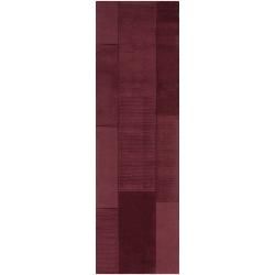 Hand crafted Solid Casual Burgundy Bertire Wool Rug (26 X 8)