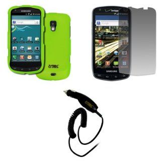 EMPIRE Samsung Galaxy S Aviator R930 Rubberized Case Cover (Neon Green) + Invisible Screen Protector + Car Charger [EMPIRE Packaging] Cell Phones & Accessories