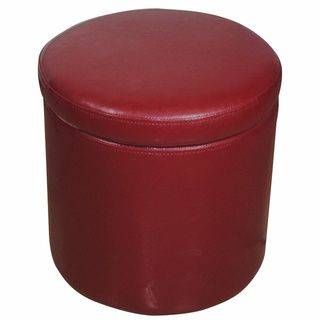 Red Round Storage Ottoman