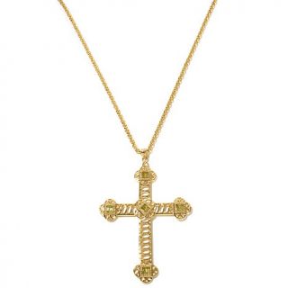 Museum Collection Gemstone Bronze "Gothic Cross" Pendant with 30" Chain