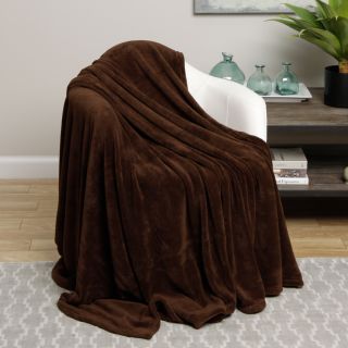 Plazatex Solid Microplush Blanket Brown Size Twin