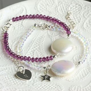 handmade coin pearl bracelet in silver by lisa angel
