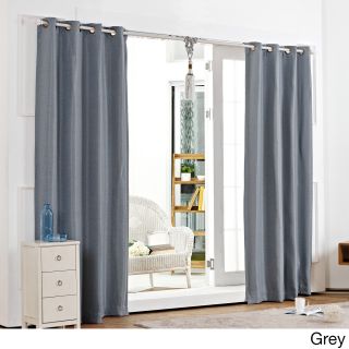 Best Home Fashion Shimmery Basketweave Grommet Top Blackout 84 inch Curtain Panel Pair Grey Size 52 x 84