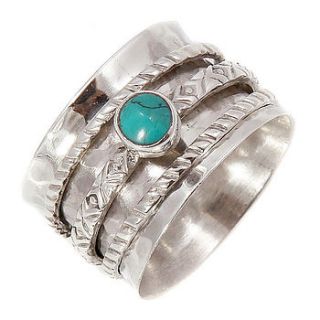 handmade turquoise silver spinning ring by charlotte's web