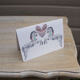 horses and heart greeting card by prism of starlings
