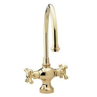 Phylrich K8190025D 025D Polished Gold Antiqued Kitchen Fixtures Single Hole Bar Faucet With Cross Handles   Kitchen Sink Faucets  