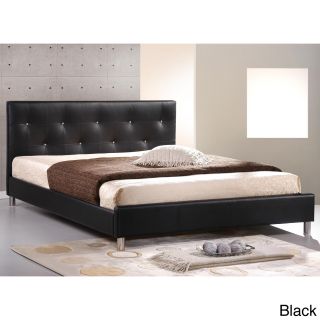 Modvilla Barbara Modern Full size Bed With Crystal Button Tufting Black Size Full