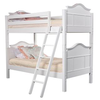 Bolton Furniture Emma French design Twin Bunk Bed With Ladder And Safety Rails White Size Twin