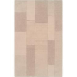 Hand crafted Solid Casual Beige Bonneau Wool Rug (9 X 12)