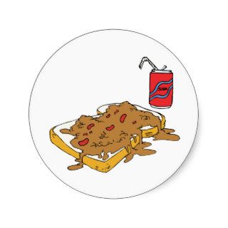 Jelly Sandwich Junk Snack Food Cartoon Art Round Stickers
