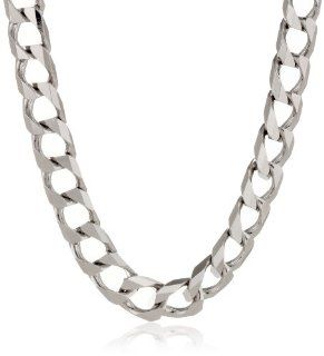 Men's Sterling Silver Italian 8.00 mm Solid Curb Link Chain Necklace, 24" Jewelry