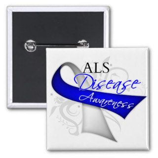 ALS Disease Awareness Ribbon Pinback Buttons