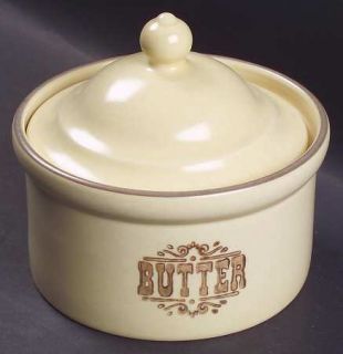 Pfaltzgraff Village (Made In Usa) Butter Tub & Lid, Fine China Dinnerware   Brow