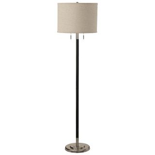 allen + roth 62.5 in Brown/Brushed Nickel Indoor Floor Lamp with Fabric Shade