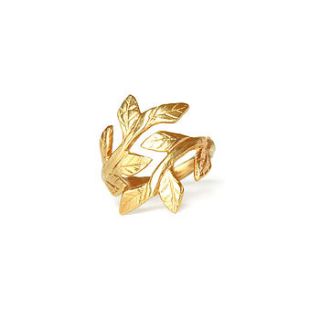laurel leaf ring in 18k gold plated sterling silver by chupi