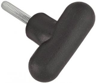 DimcoGray Black Thermoplastic T Handle Wing Knob Female, Brass Insert 3/8 16" Thread x 1/2" Depth, 2 1/4" Diameter x 1 7/16" Height x 3/4" Hub Dia x 5/8" Hub Length (Pack of 10)