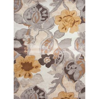Hand tufted Transitional Floral Pattern Gray/ Black Rug (2 X 3)