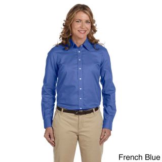 Chestnut Hill Womens Performance Plus Oxford Collared Top Blue Size XXL (18)