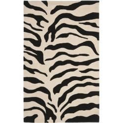 Handmade Soho Zebra Beige/ Black N. Z. Wool Rug (36 X 56)